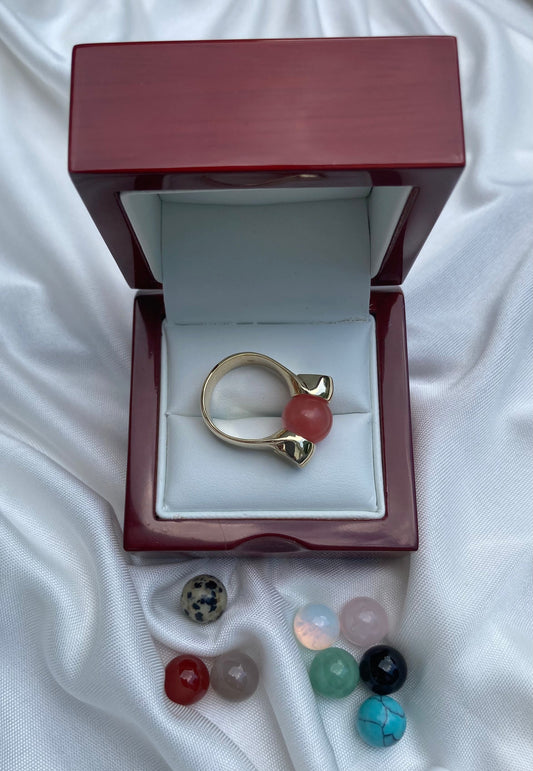 14k gold interchangeable stone horseshoe ring