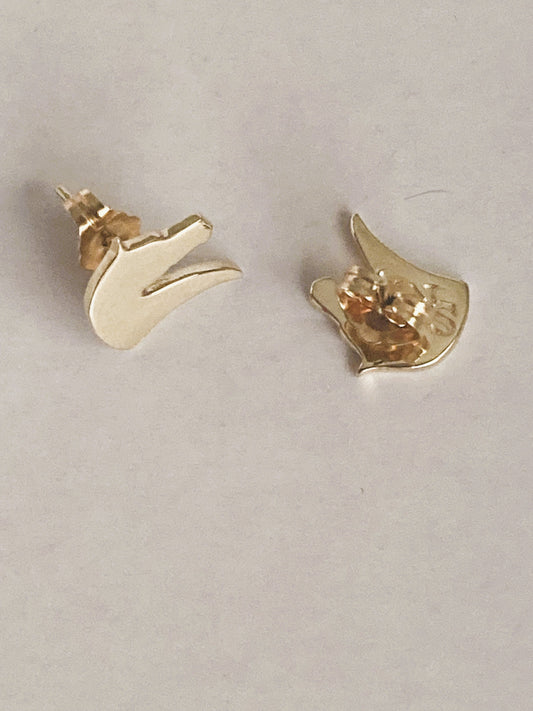 Simple, elegant Studio Logo Horse Head earrings in 14k gold