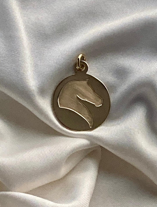 Studio Logo Horse Head Pendant in 14k gold