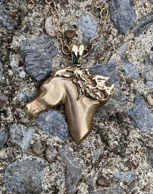Selvaggia Horse Head pendant in 14k yellow gold