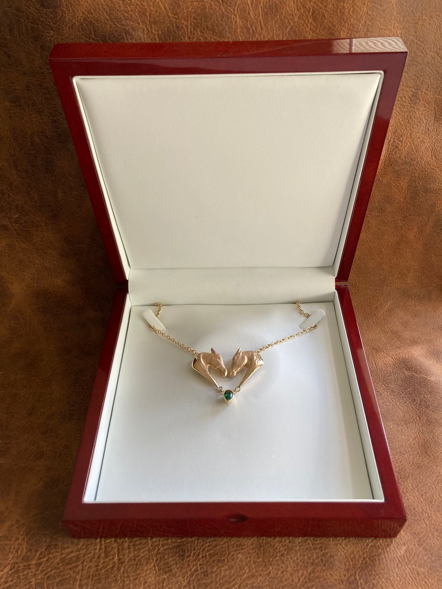 14k Gold Double Horse Head Pendant "Corteggiando"
