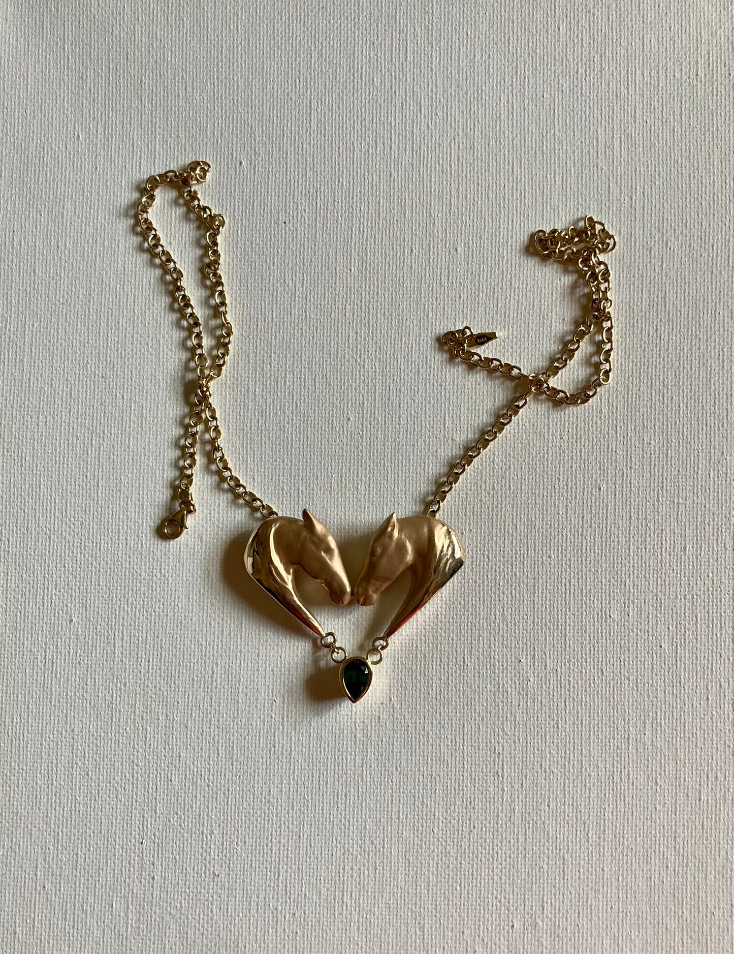 14k Gold Double Horse Head Pendant "Corteggiando"