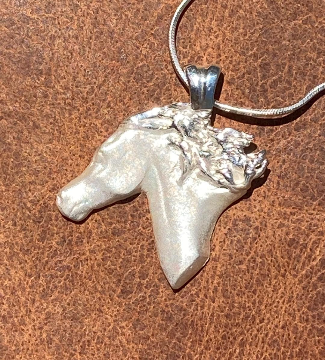 Horse Head pendant, Sterling silver. Handmade in deals USA Direct from Artist