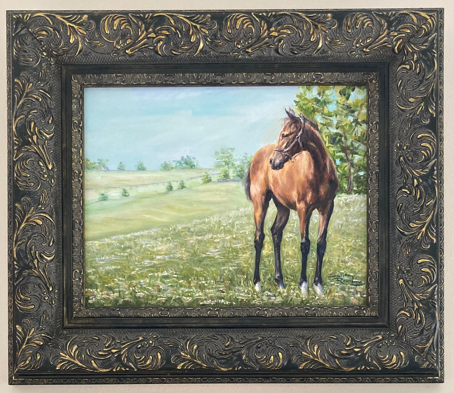 Original oil painting of “The Filly”, available for sale upon request.