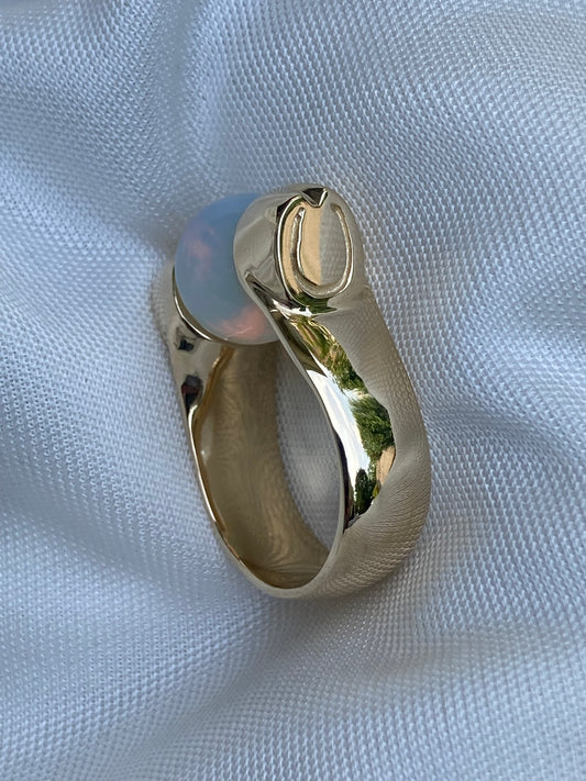 14k gold interchangeable stone horseshoe ring