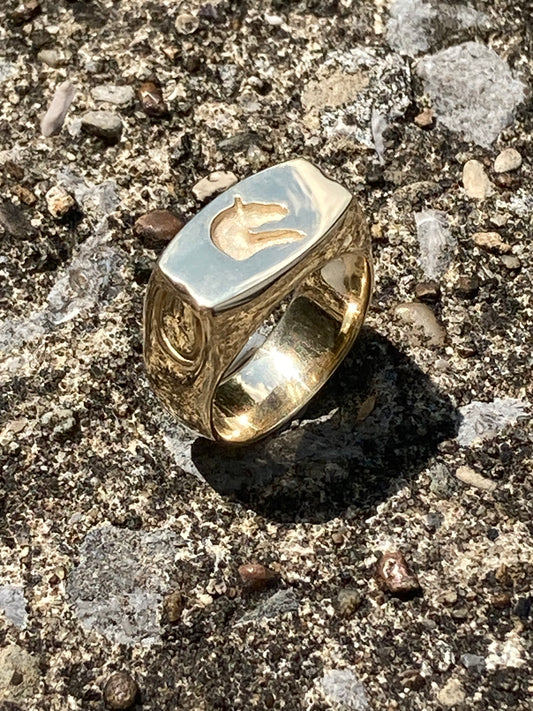 14k Gold Horse Signet Ring