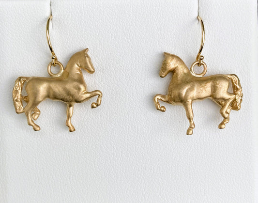 14k Solid Gold Prancing Horse Earrings