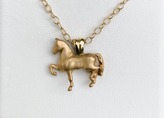 14k Gold Prancing Horse Pendant