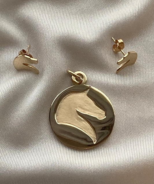 14k Gold Studio Logo Pendant with Earrings - Salina Ramsay Studio
