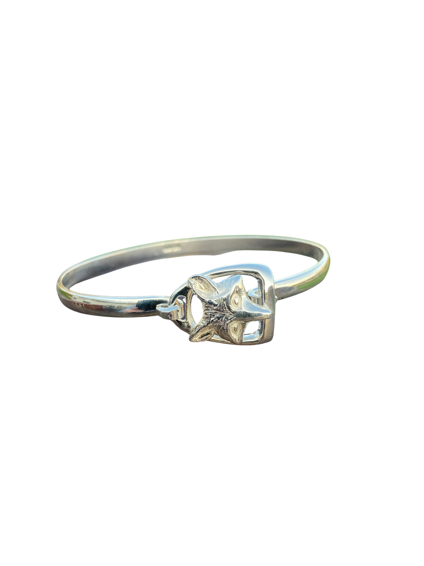 Sterling Silver Fox On Sterling Silver Bracelet