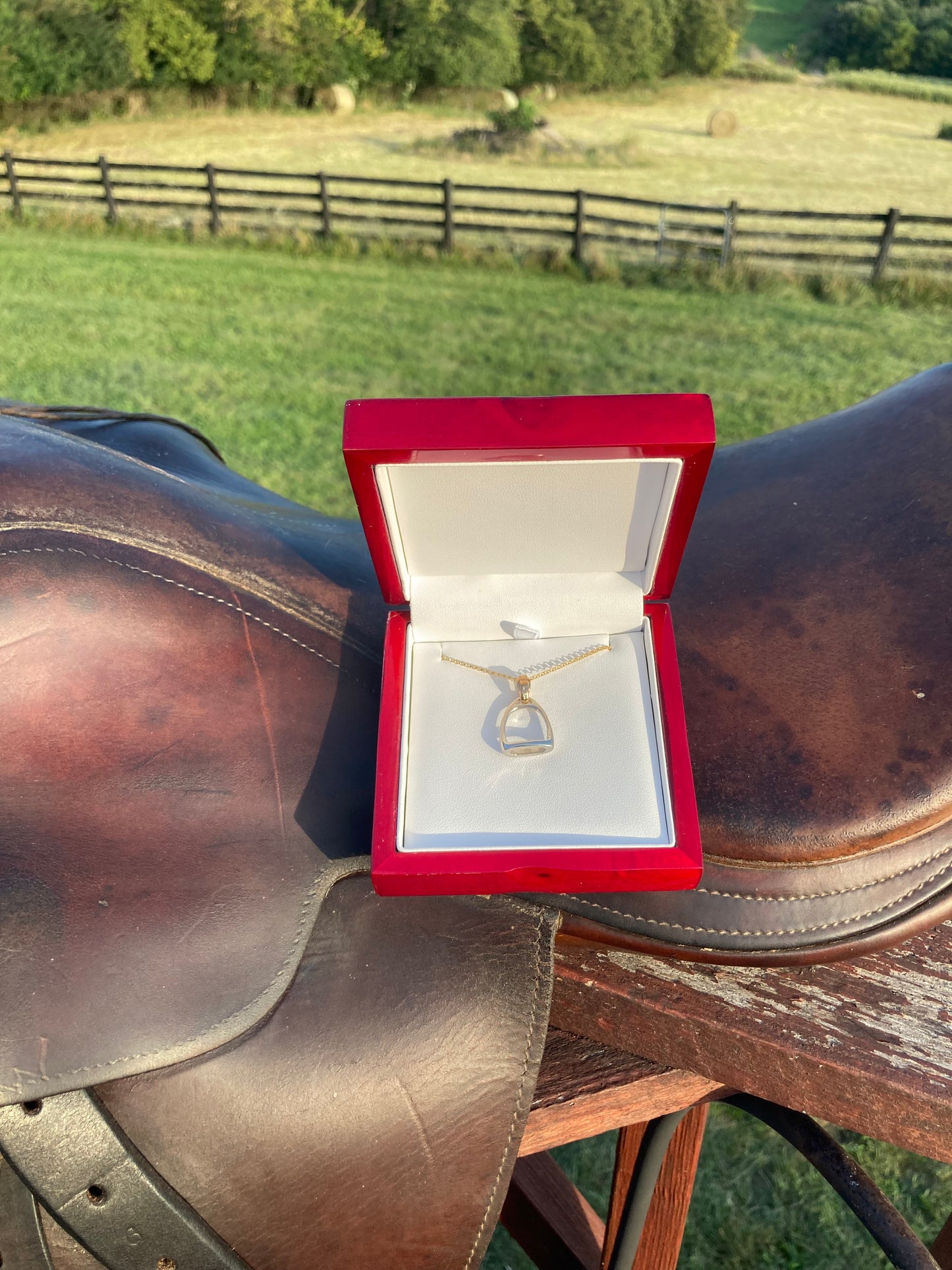 Sterling Silver Stirrup and 14k Gold Strap Bail