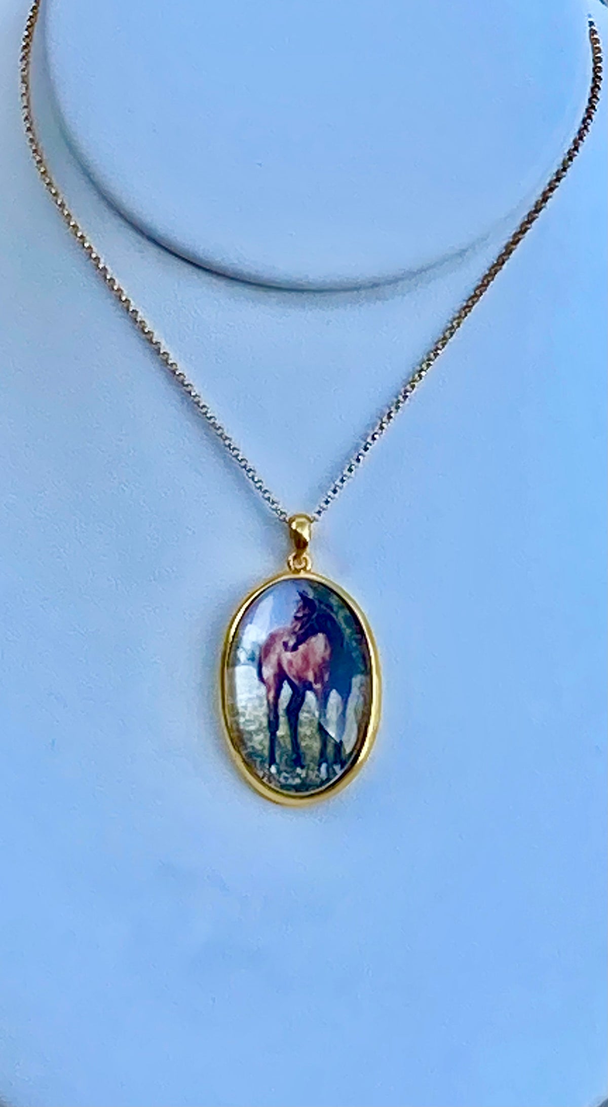 The Filly Equestrian Crystal Art Pendant in Vermeil