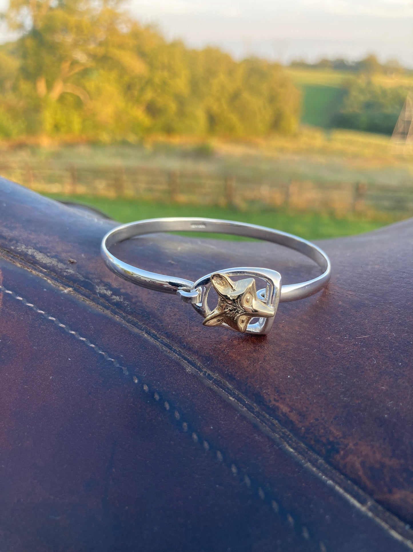 Vermeil Fox On Sterling Silver Stirrup Bracelet