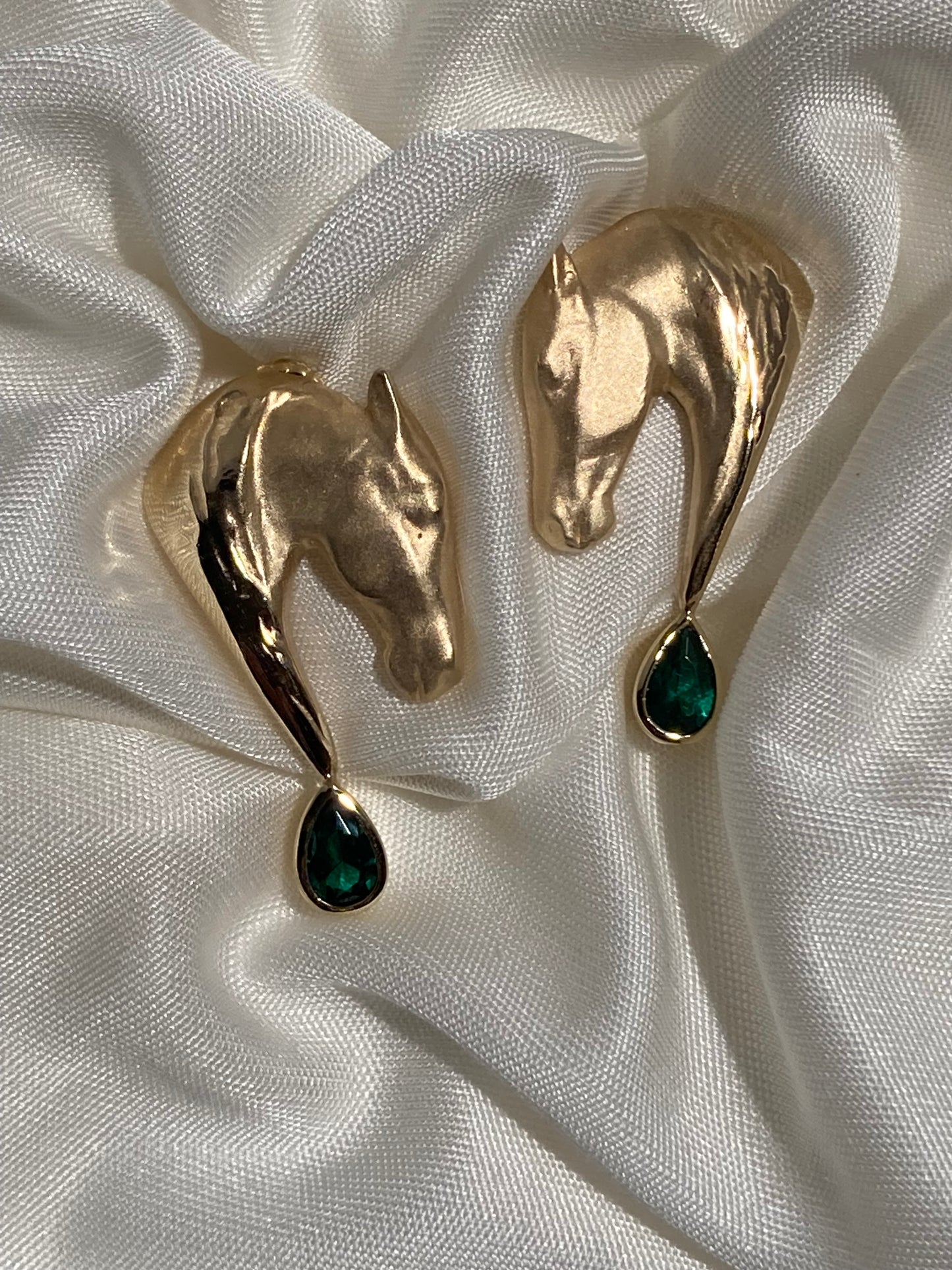 14k Gold Horse Head Earrings