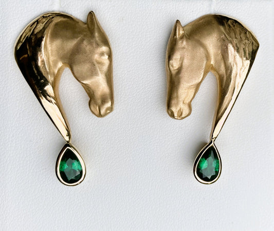 14k Gold Horse Head Earrings