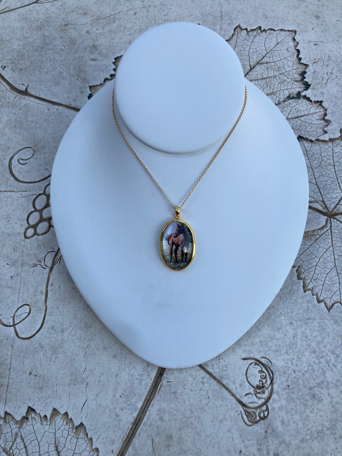 The Filly Equestrian Crystal Art Pendant in Vermeil