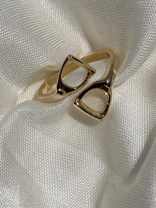 14K Gold Double Stirrup Ring