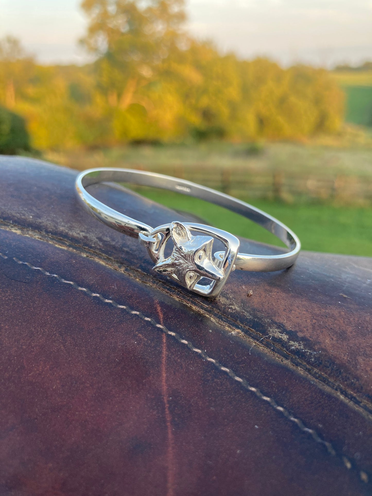 Sterling Silver Fox On Sterling Silver Bracelet