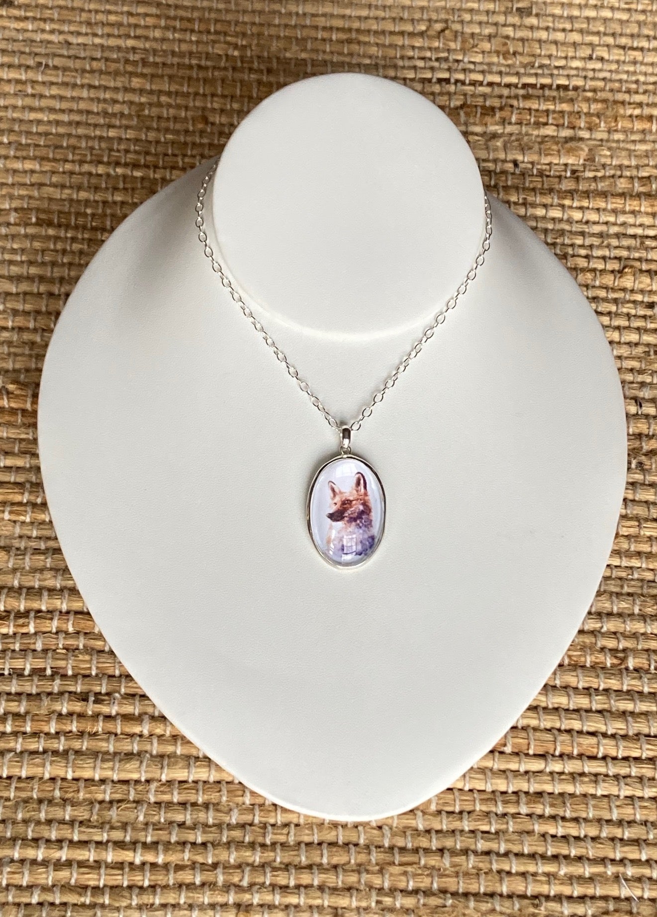 Fox Crystal Pendant in Sterling Silver