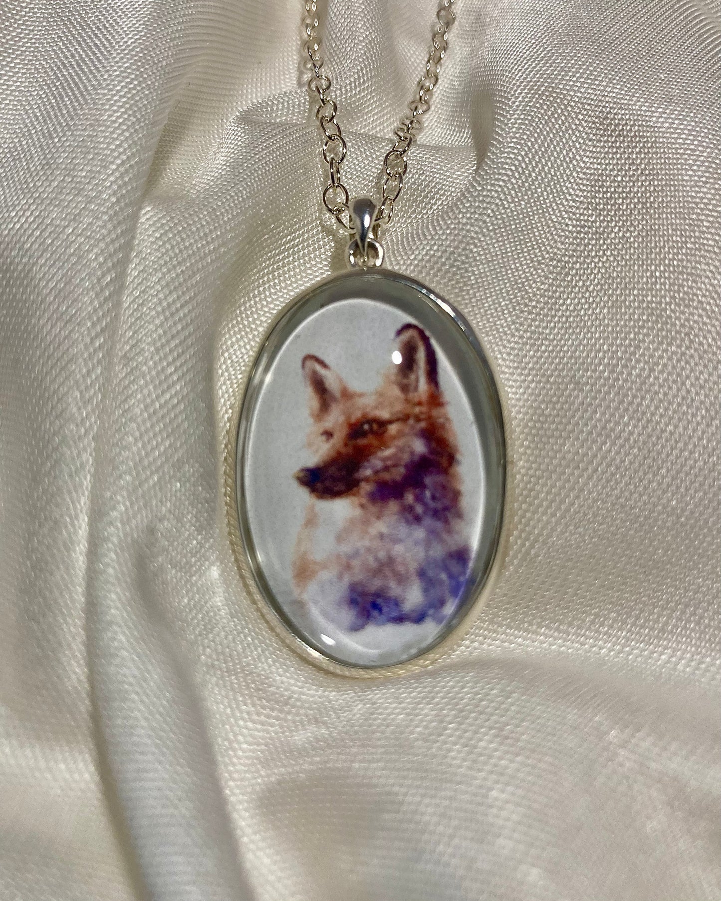 Fox Crystal Pendant in Sterling Silver