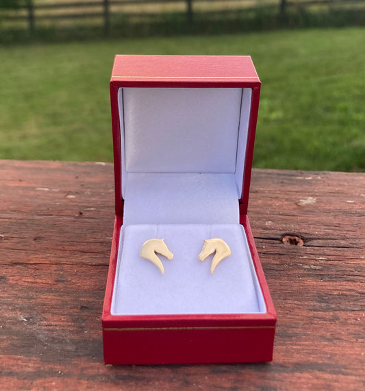 14k Gold Horse Head Logo Earrings
