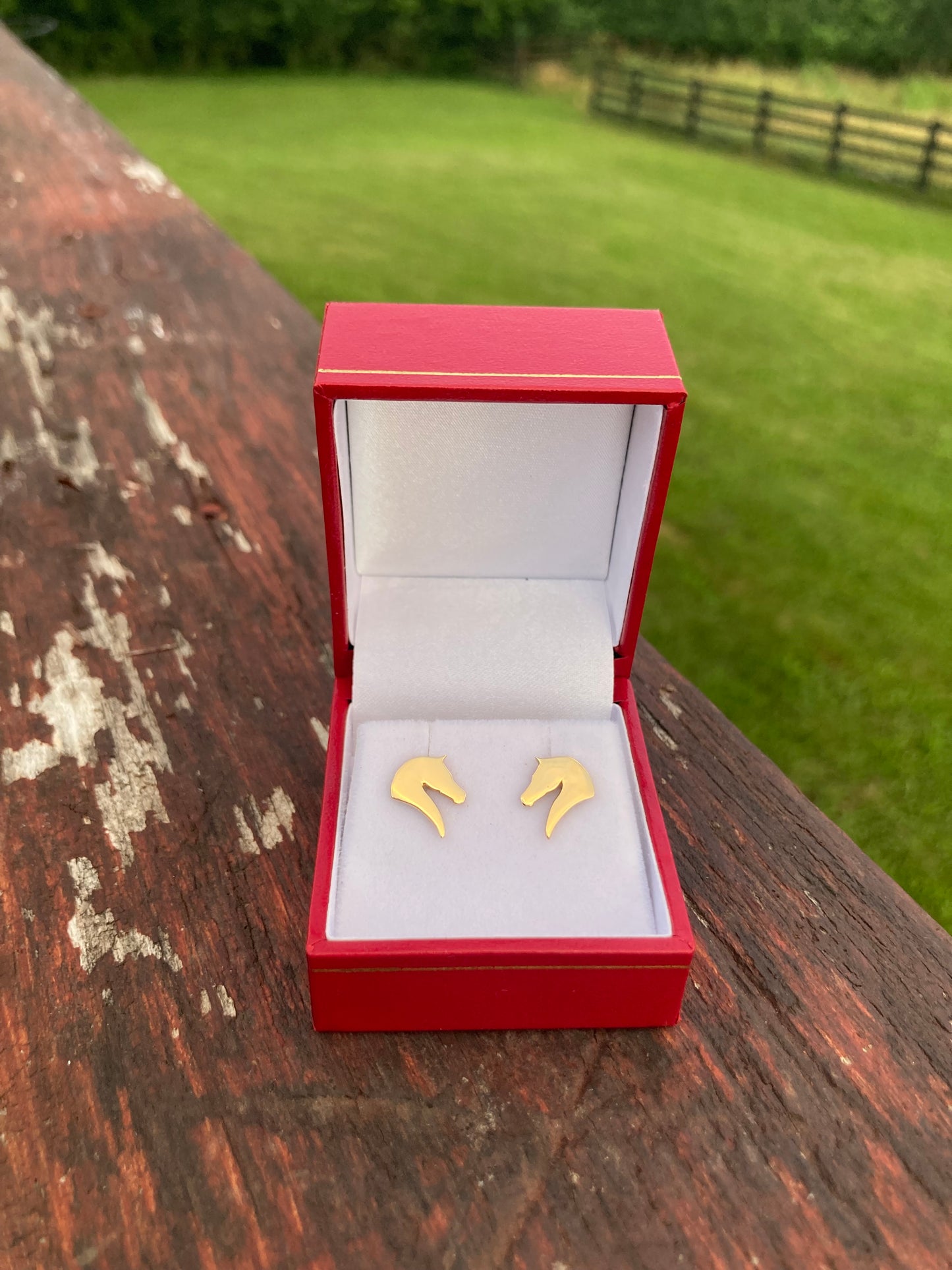 14k Gold Horse Head Logo Earrings