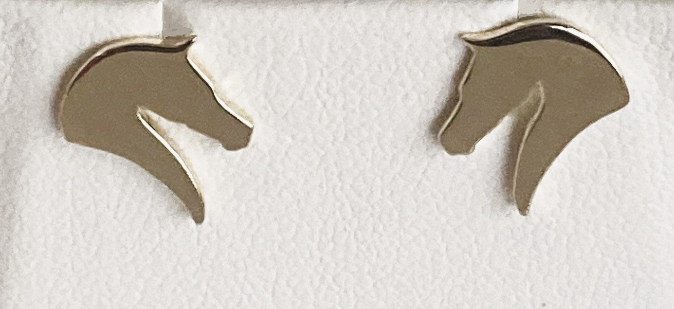 14k Gold Horse Head Logo Earrings