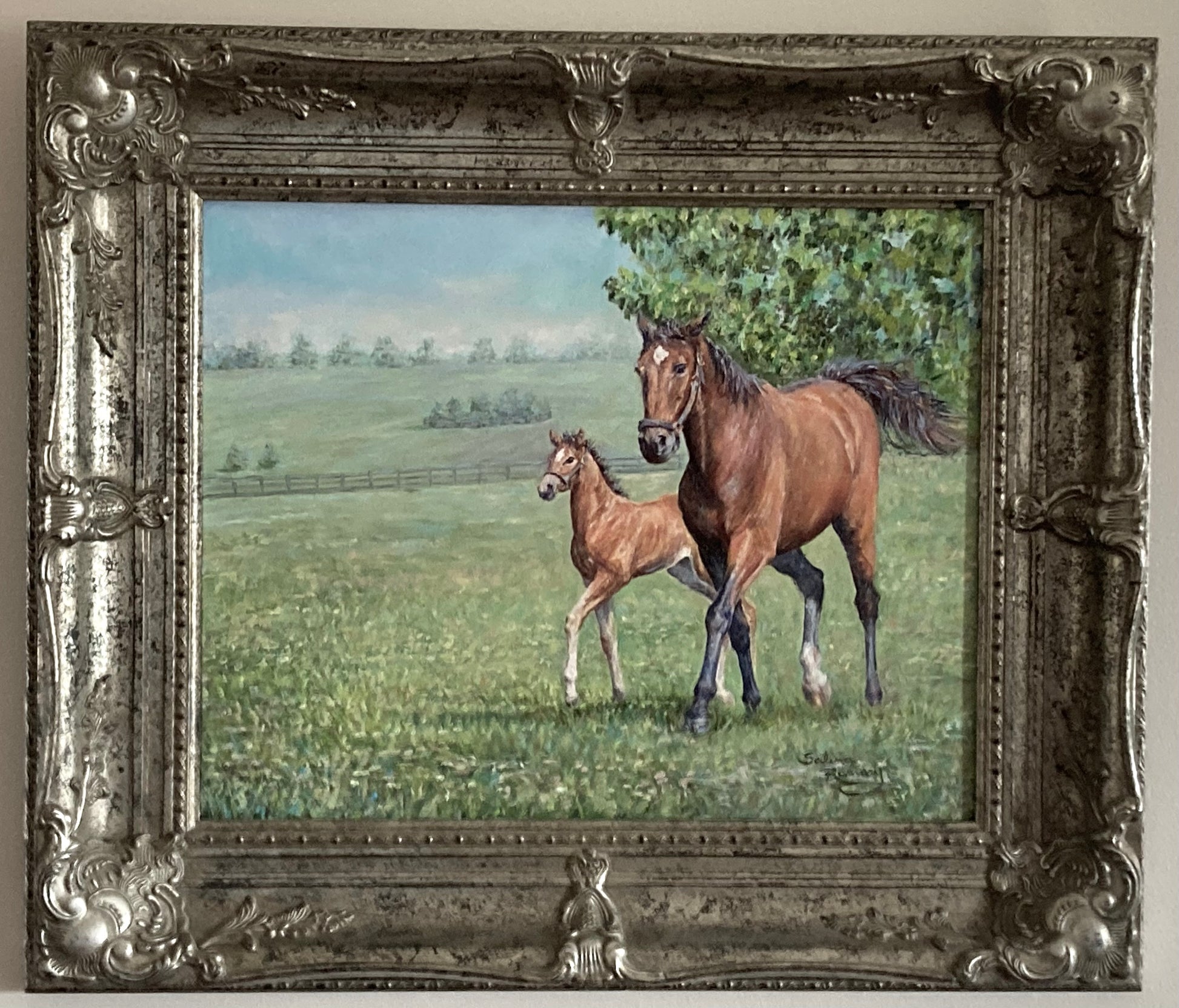 Original oil on canvas, “ Mother’s Day” (not included with purchase of pendant but available for purchase)