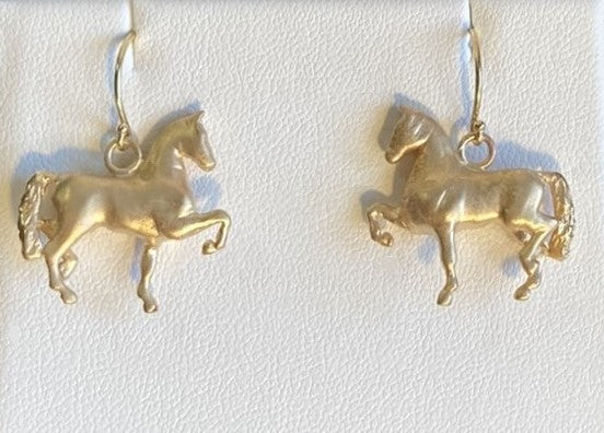 14k Classic Gold Horse Earrings