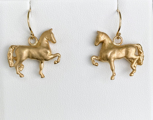 14k Classic Gold Horse Earrings