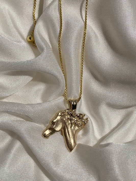 14k Gold Horse Head Pendant "Selvaggia"
