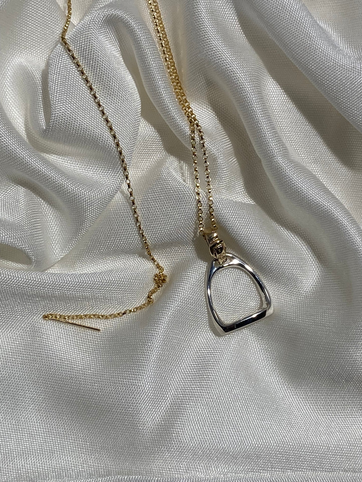 Sterling Silver Stirrup and Gold Strap Bail