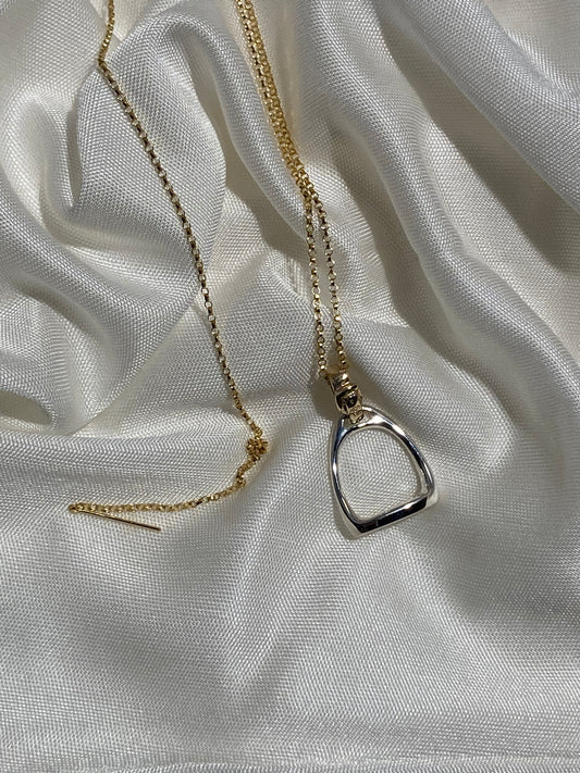 Sterling Silver Stirrup and Gold Strap Bail