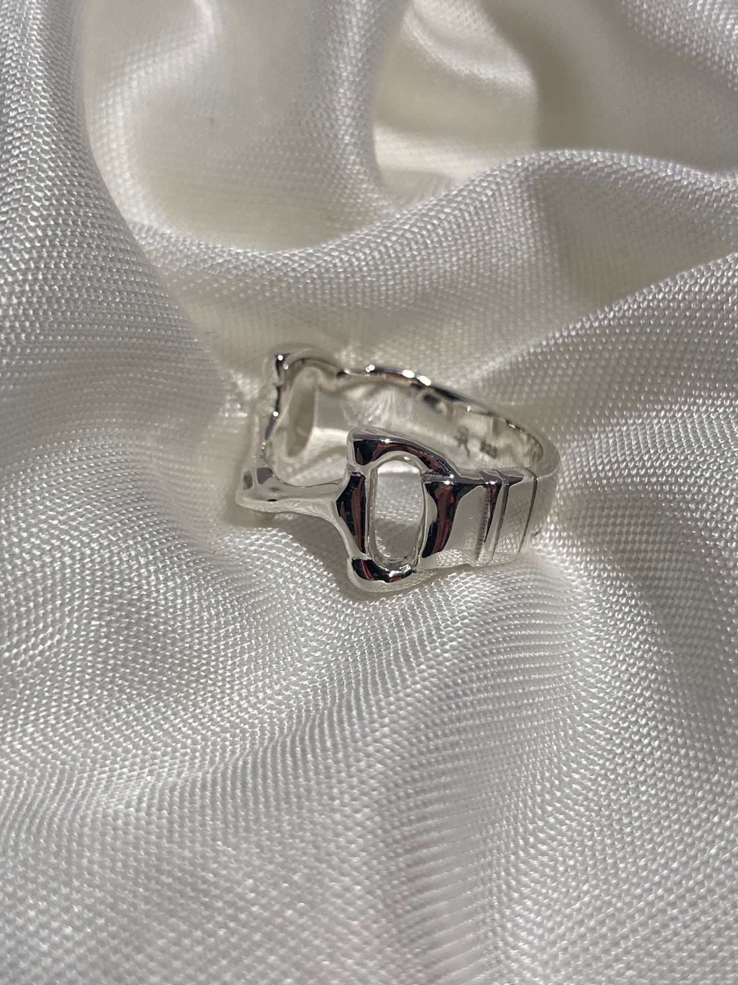 Sterling silver snaffle bit equestrian ring by artist Salina Ramsay