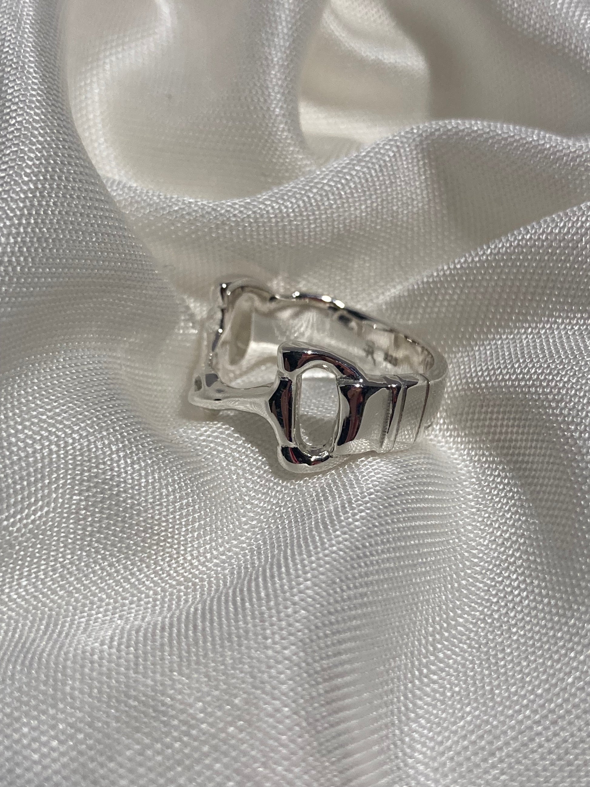 Sterling silver snaffle bit equestrian ring by artist Salina Ramsay