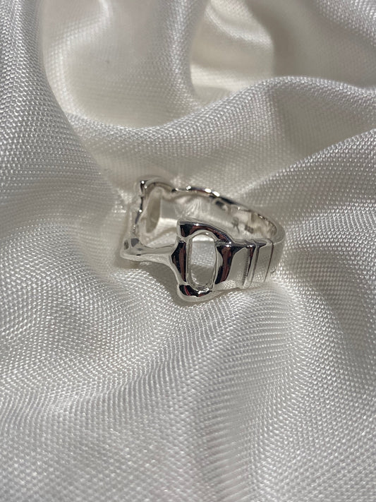 Sterling silver snaffle bit equestrian ring by artist Salina Ramsay