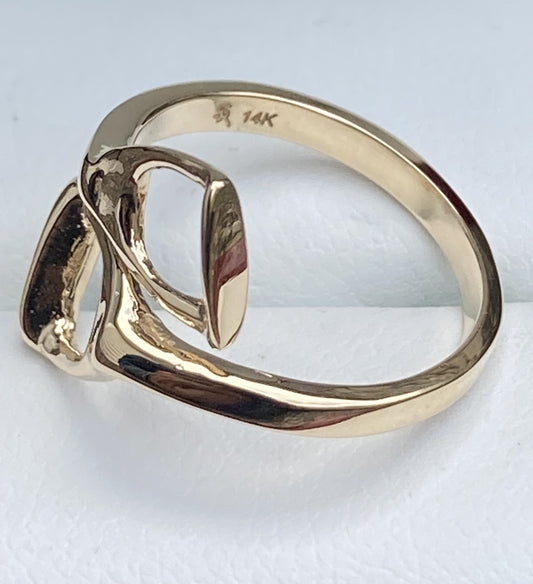 14K Gold Double Stirrup Ring