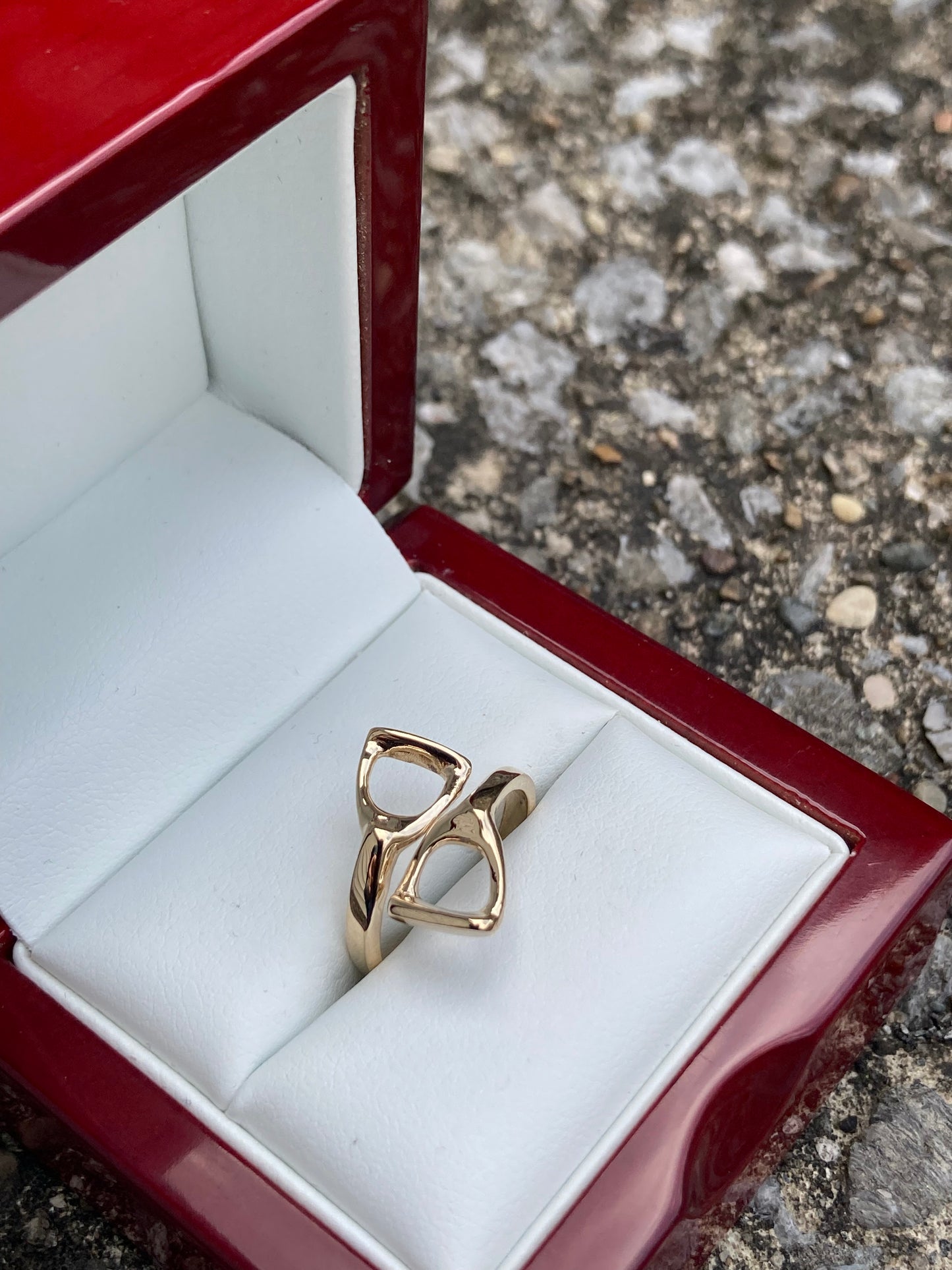 14K Gold Double Stirrup Ring