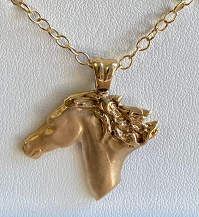 14k Gold Horse Head Pendant "Selvaggia"